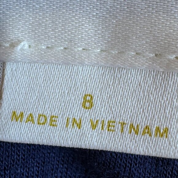 Maeve Anthropologie Faux Wrap Petal Pop Pencil Skirt Stretch Navy Pink Size 8 - Picture 6 of 11